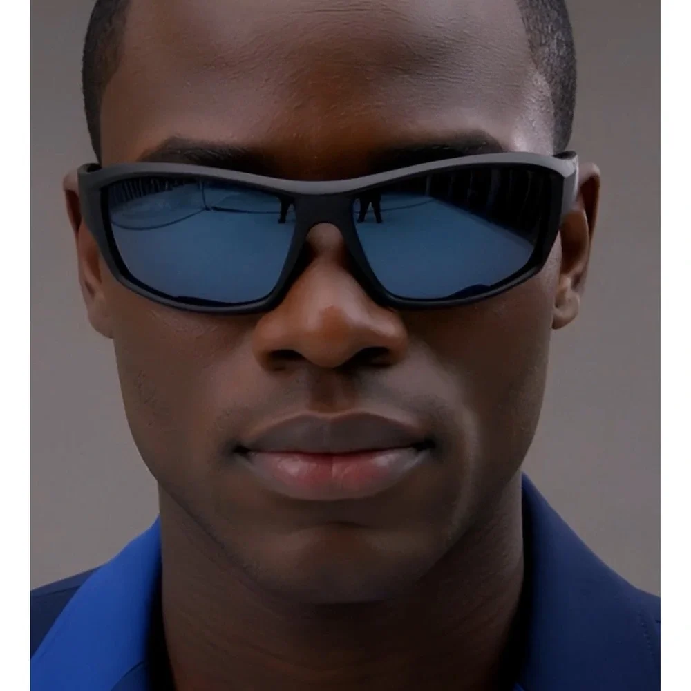Men's Sporty Wrap Sunglasses Black Frame Gray Lens UV Protection Male Lentes New